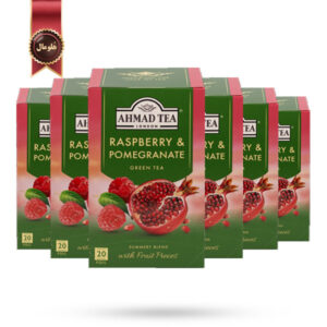 6 بسته چای احمد Ahmad Tea مدل چای سبز تمشک و انار Raspberry & Pomegranate Green Tea پک 20 تایی