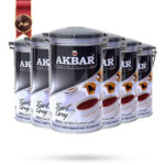 6 عدد چای قوطی اکبر Akbar مدل ارل گری ممتاز Premium Earl Grey وزن 450 گرم