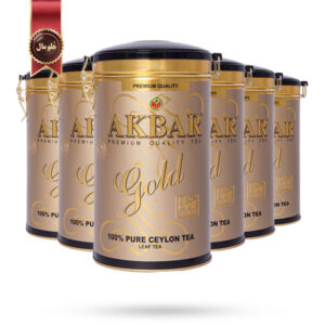 6 عدد چای قوطی اکبر Akbar مدل گلد Gold وزن 300 گرم