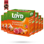 6 بسته چای کیسه ای هرمی لوید LOYD مدل تمشک و زردچوبه Raspberry & Turmeric پک 20 تایی