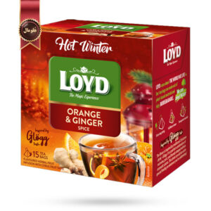 چای کیسه ای هرمی لوید LOYD مدل پرتقال و زنجبیل orange & ginger پک 15 تایی