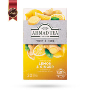 چای احمد Ahmad Tea مدل دم کرده لیمو و زنجبیل infusion lemon & ginger پک 20 تایی