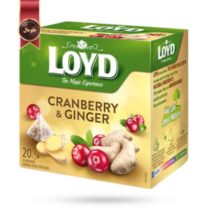 چای کیسه ای هرمی لوید LOYD مدل کرن‌بری و زنجبیل Cranberry & Ginger پک 20 تایی