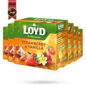 6 بسته چای کیسه ای هرمی لوید LOYD مدل توت‌فرنگی و وانیل Strawberry & Vanilla پک 20 تایی
