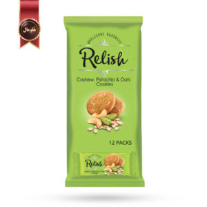 12 بسته کوکی رلیش Relish مدل بادام هندی، پسته و جو دوسر Cashew, Pistachio & Oats وزن 42 گرم