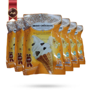 6 بسته بیسکویت قیفی براوو چاکلت BRAVO CHOCOLATE مدل شکلات سفید White Chocolate وزن 300 گرم