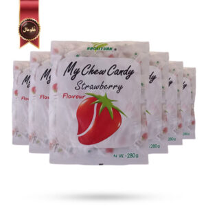 6 بسته تافی جویدنی هاولی‌یوان Haoliyuan مدل توت‌فرنگی مای چویی کندی My Chew Candy Strawberry وزن 280 گرم