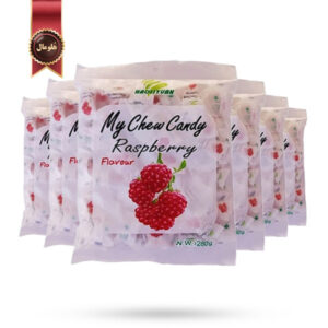 6 بسته تافی جویدنی هاولی‌یوان Haoliyuan مدل تمشک مای چویی کندی My Chew Candy Raspberry وزن 280 گرم