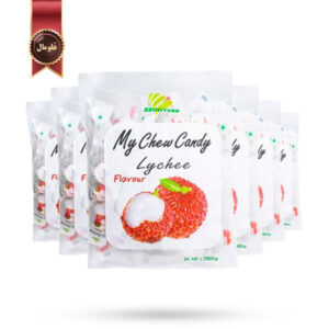 6 بسته تافی جویدنی هاولی‌یوان Haoliyuan مدل لیچی مای چویی کندی My Chew Candy Lychee وزن 280 گرم