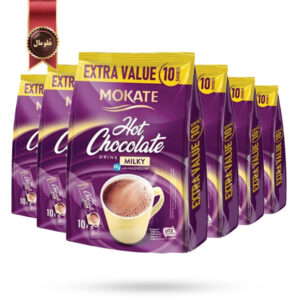 6 بسته هات چاکلت موکاته Mokate Hot Chocolate مدل شیری Milky پک 10 ساشه ای