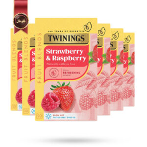 6 بسته دمنوش توینینگز Twinings مدل توت‌ فرنگی و تمشک Strawberry & Raspberry پک 20 تایی