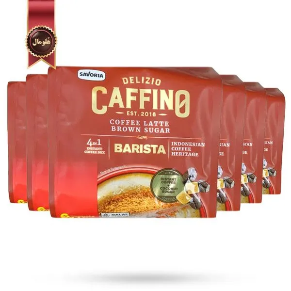 6 بسته کافی لاته دلزیو کافینو Delizio Caffino مدل باریستا با شکر قهوه‌ ای Barista Brown Sugar پک 7 ساشه ای (اورجینال)