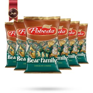 6 بسته شکلات پذیرایی پوبدا Pobeda مدل خانواده خرسی Bear Family وزن 1 کیلویی