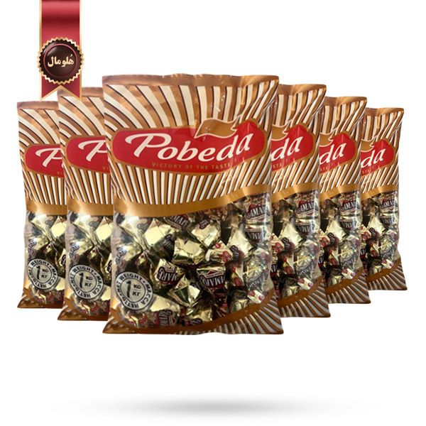 6 بسته شکلات پذیرایی پوبدا Pobeda مدل آماره با مغز شیر برشته Amare Roasted milk وزن 1 کیلویی