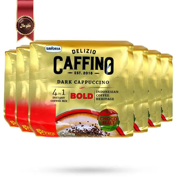 6 بسته کاپوچینو دارک دلزیو کافینو Delizio Caffino مدل بولد Bold پک 7 ساشه ای (اورجینال)
