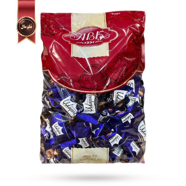شکلات پذیرایی ای بی کی ABK مدل واپم کرم شکلاتی و روکش شکلات تلخ WAPM Chocolate Cream وزن 1 کیلویی