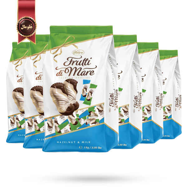 6 بسته شکلات پذیرایی وبرو Vobro مدل فروتی دی ماری فندق و شیر Frutti di Mare Hazelnut & Milk وزن 1 کیلویی