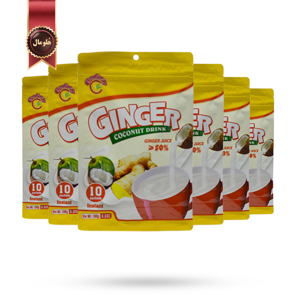 6 بسته پودر نوشیدنی فوری چون‌ گانگ ChunGuang مدل نارگیل و بیش از %50 زنجبیل Ginger coconut drink پک 10 عددی