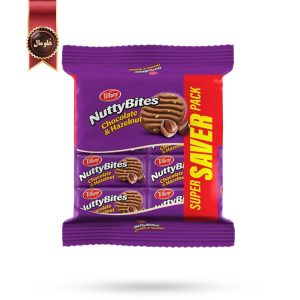 بیسکوییت تیفانی Tiffany مدل شکلات و فندق ناتی بایتس Nutty Bites Chocolate and Hazelnut پک 8 عددی