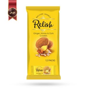 12 بسته کوکی رلیش Relish مدل زنجبیل، عسل و جو دوسر Ginger, Honey & Oats وزن 42 گرم