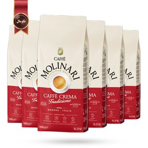 6 بسته دانه قهوه مولیناری Molinari مدل کرمای سنتی Crema Tradizione یک کیلویی
