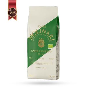 دانه قهوه مولیناری Molinari مدل ارگانیک سبز BIO Verde یک کیلویی