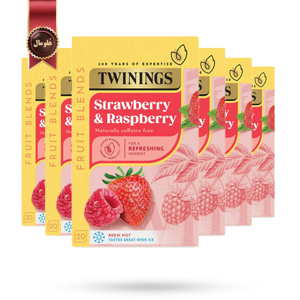 6 بسته دمنوش توینینگز Twinings مدل توت‌ فرنگی و تمشک Strawberry & Raspberry پک 20 تایی