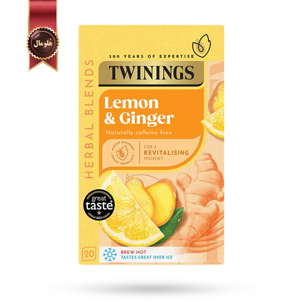 دمنوش توینینگز Twinings مدل لیمو و زنجبیل Lemon & Ginger پک 20 تایی