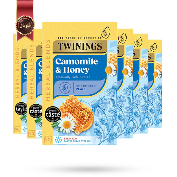 6 بسته دمنوش توینینگز Twinings مدل بابونه و عسل Camomile and Honey پک 20 تایی