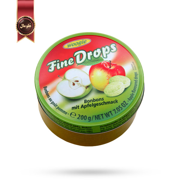 آبنبات ووگی Woogie Fine Drops مدل با طعم سیب Apple Flavour وزن 200 گرم