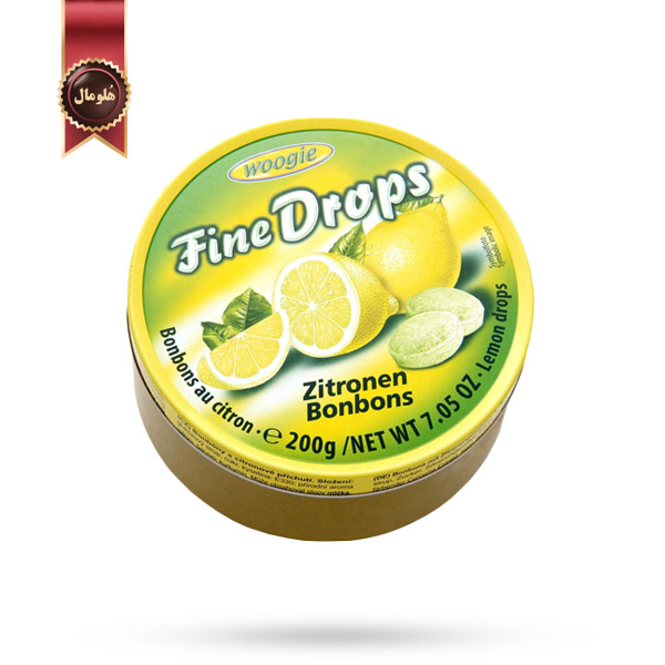 آبنبات ووگی Woogie Fine Drops مدل با طعم لیمو Lemon Flavour وزن 200 گرم