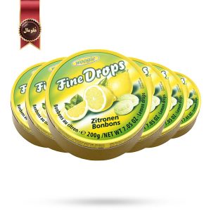 6 بسته آبنبات ووگی Woogie Fine Drops مدل با طعم لیمو Lemon Flavour وزن 200 گرم
