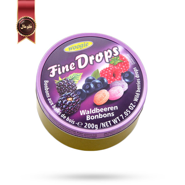 آبنبات ووگی Woogie Fine Drops مدل با طعم میوه‌های جنگلی Wild Berry وزن 200 گرم
