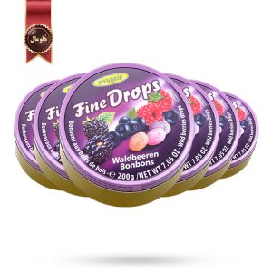 6 بسته آبنبات ووگی Woogie Fine Drops مدل با طعم میوه‌های جنگلی Wild Berry وزن 200 گرم