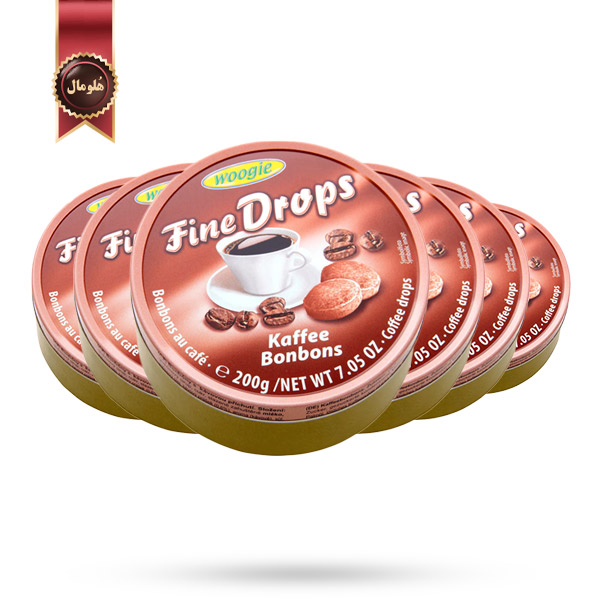 6 بسته آبنبات ووگی Woogie Fine Drops مدل با طعم قهوه Kaffee وزن 200 گرم