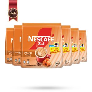 6 بسته قهوه فوری 3 در 1 نسکافه Nescafe مدل لاته کارامل Latte Caramel پک 15 ساشه ای (اورجینال)