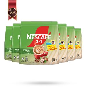 6 بسته قهوه فوری 3 در 1 نسکافه Nescafe مدل لاته فندق Latte Hazelnut پک 15 ساشه ای (اورجینال)