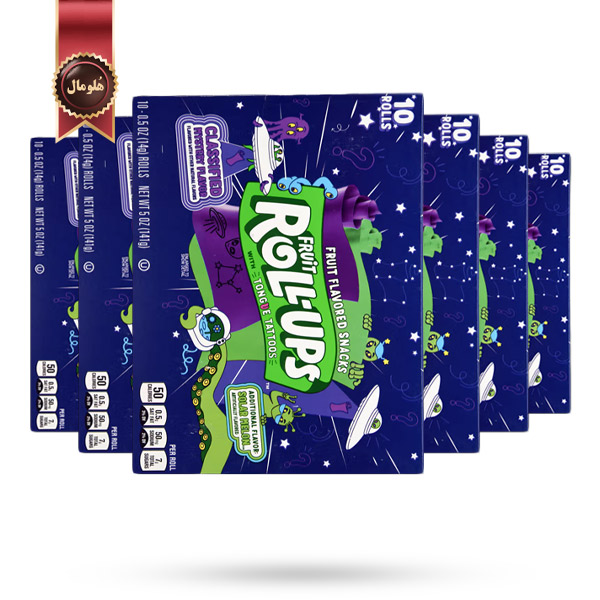 6 بسته رول میوه ای فروت رول‌ آپس Fruit Roll-Ups مدل طعم‌های فضایی Alien Encounters پک 10 عددی وزن 141 گرم
