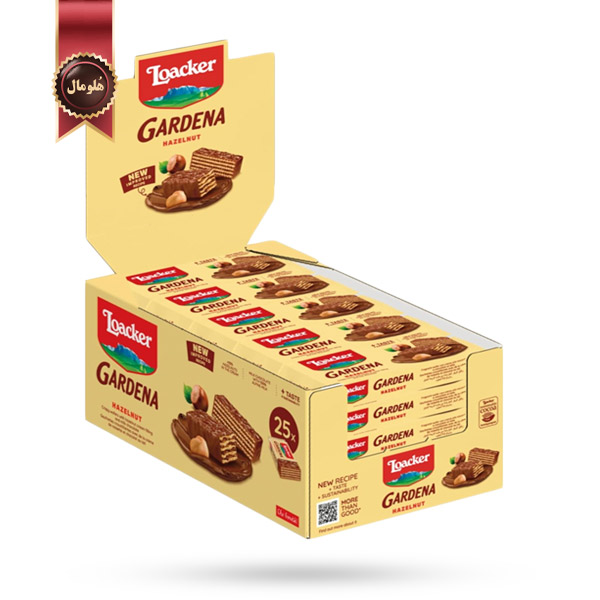 ویفر لوکر Loacker مدل گاردنا شکلاتی با کرم فندق Gardena Hazelnut پک 25 عددی