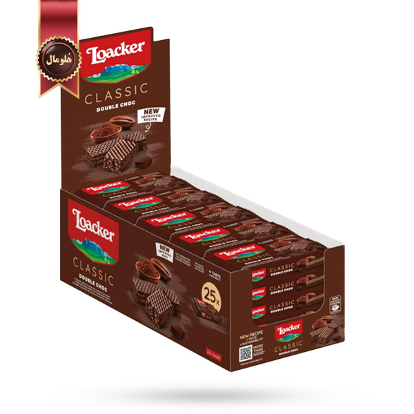 ویفر لوکر Loacker مدل کلاسیک دابل چاکلت Classic Double Choc پک 25 عددی