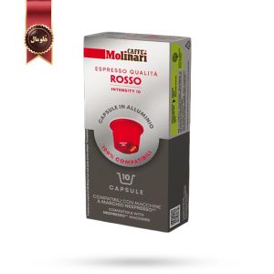 کپسول قهوه اسپرسو مولیناری Molinari مدل روسو Rosso پک 10 تایی