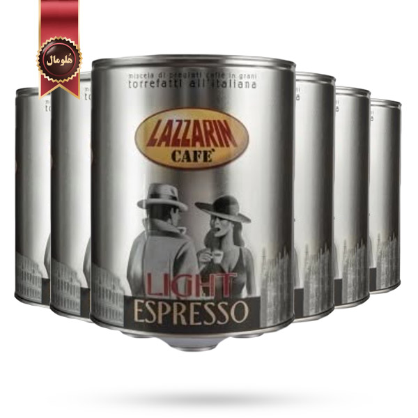 6 سیلندر دانه قهوه لازارین Lazzarin مدل لایت اسپرسو Light Espresso وزن 3 کیلویی