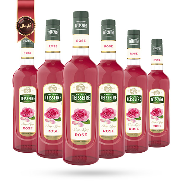 6 عدد سیروپ تیزر Teisseire Syrup مدل گل رز Rose وزن 700 گرم