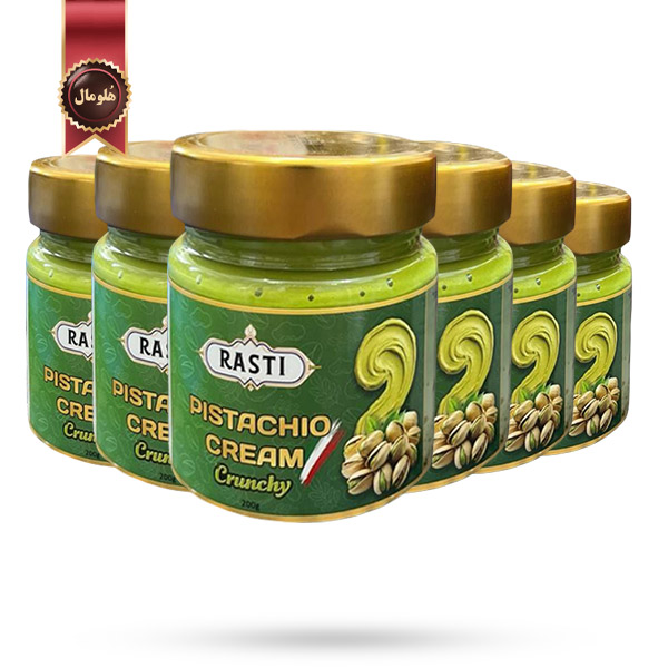 6 عدد کرم پسته راستی Rasti Pistachio Cream مدل کرانچی Crunchy وزن 200 گرم