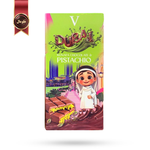 شکلات دبی Dubai Chocolate مدل پسته و کنافه kunafa chocolate pistachio وزن 100 گرم (اورجینال)