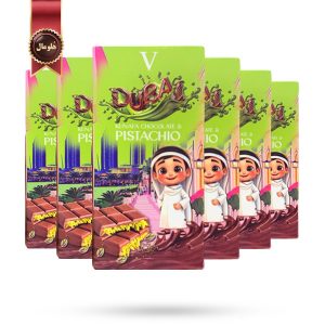 6 بسته شکلات دبی Dubai Chocolate مدل پسته و کنافه kunafa chocolate pistachio وزن 100 گرم (اورجینال)
