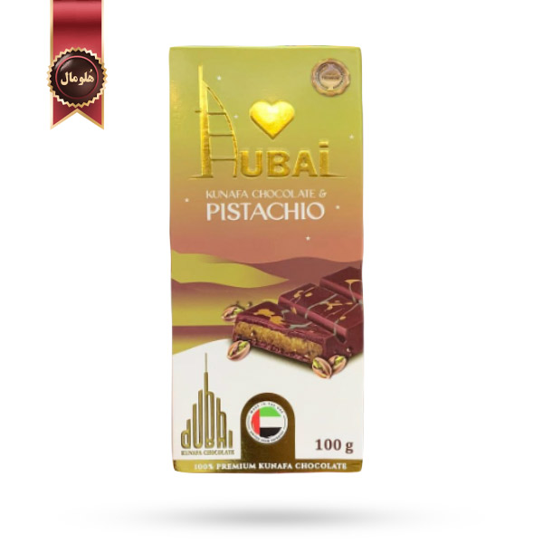 شکلات دبی Dubai Chocolate مدل پرمیوم پسته و کنافه kunafa chocolate pistachio وزن 100 گرم (اورجینال)