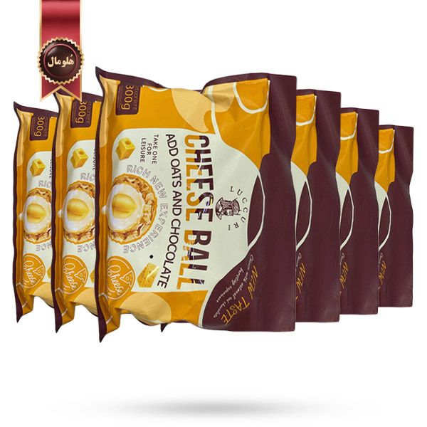 6 بسته اسنک توپک پنیری لوکوری Luccuri Cheese Ball با جو دو سر و شکلات Oats and Chocolate وزن 300 گرم