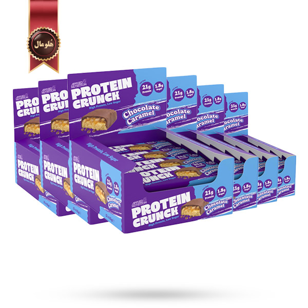 6 بسته پروتئین بار کرانچ اپلاید نوتریشن Applied Nutrition مدل شکلات کارامل Chocolate Caramel پک 12 تایی (اورجینال)