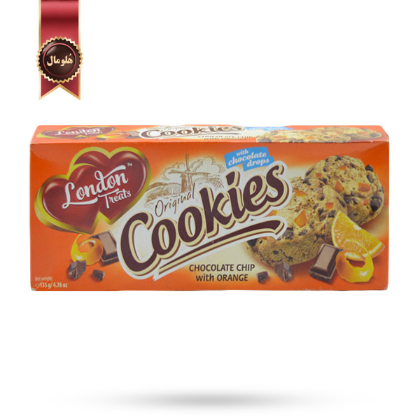 کوکی لندن ترتس London Treats مدل چیپس شکلات و پرتقال Chocolate Chip with Orange وزن 135 گرم (اورجینال)